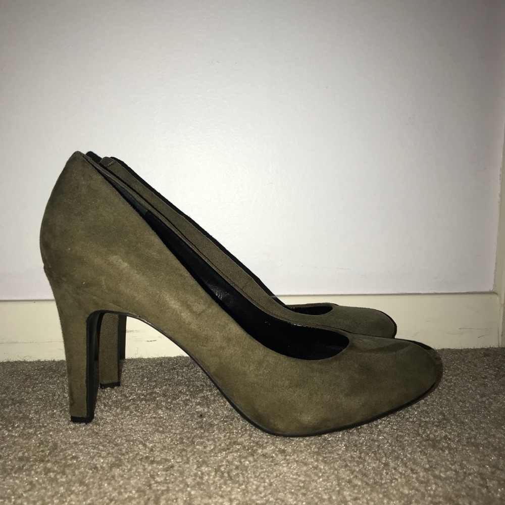 Olive Green Suede Heels